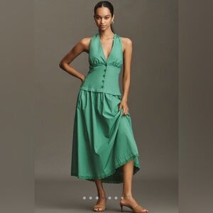 ❤️‍🔥Firm Price❤️‍🔥 Maeve halter v neck drop waist midi dress